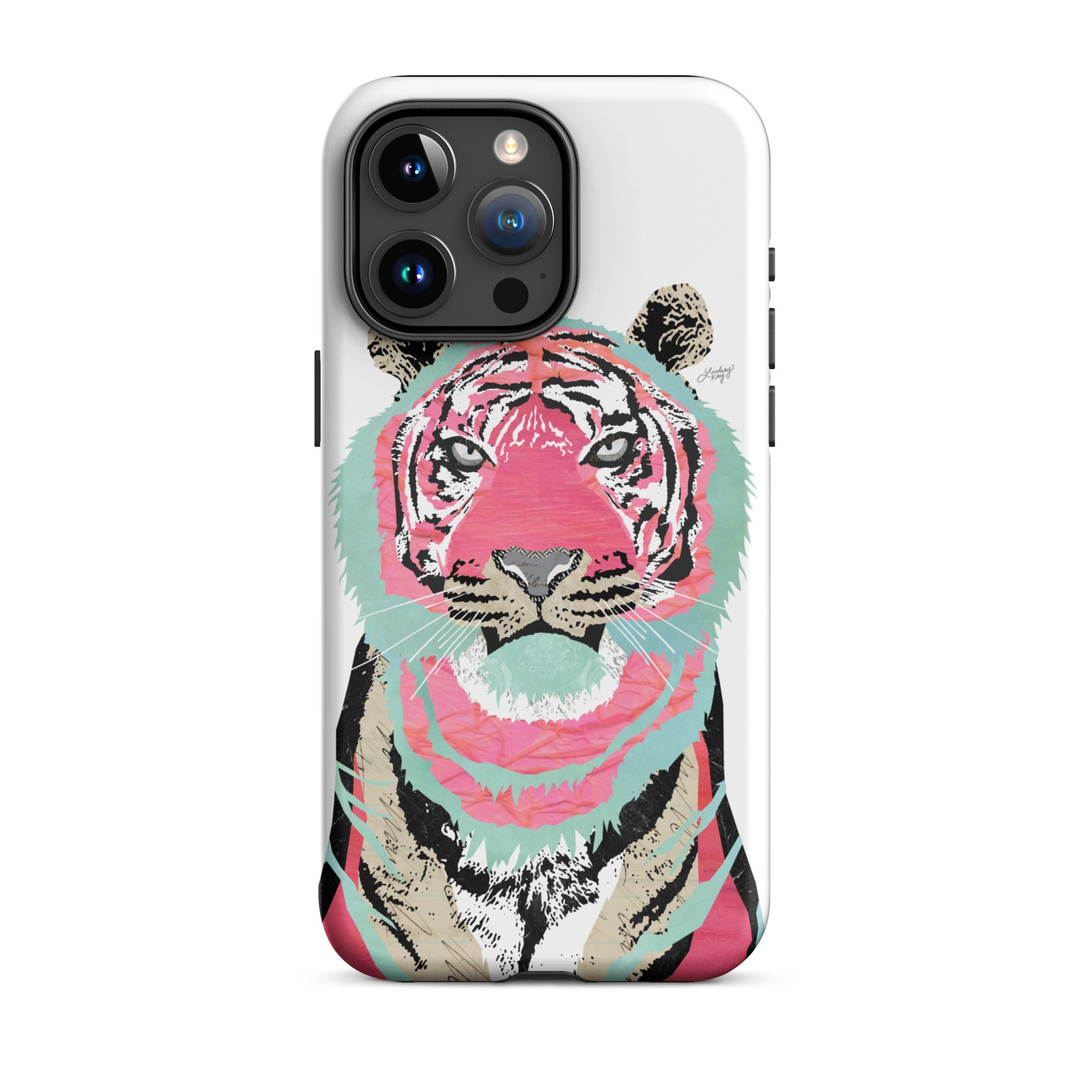 pink tiger collage iphone case cover iphone 15 tough protector