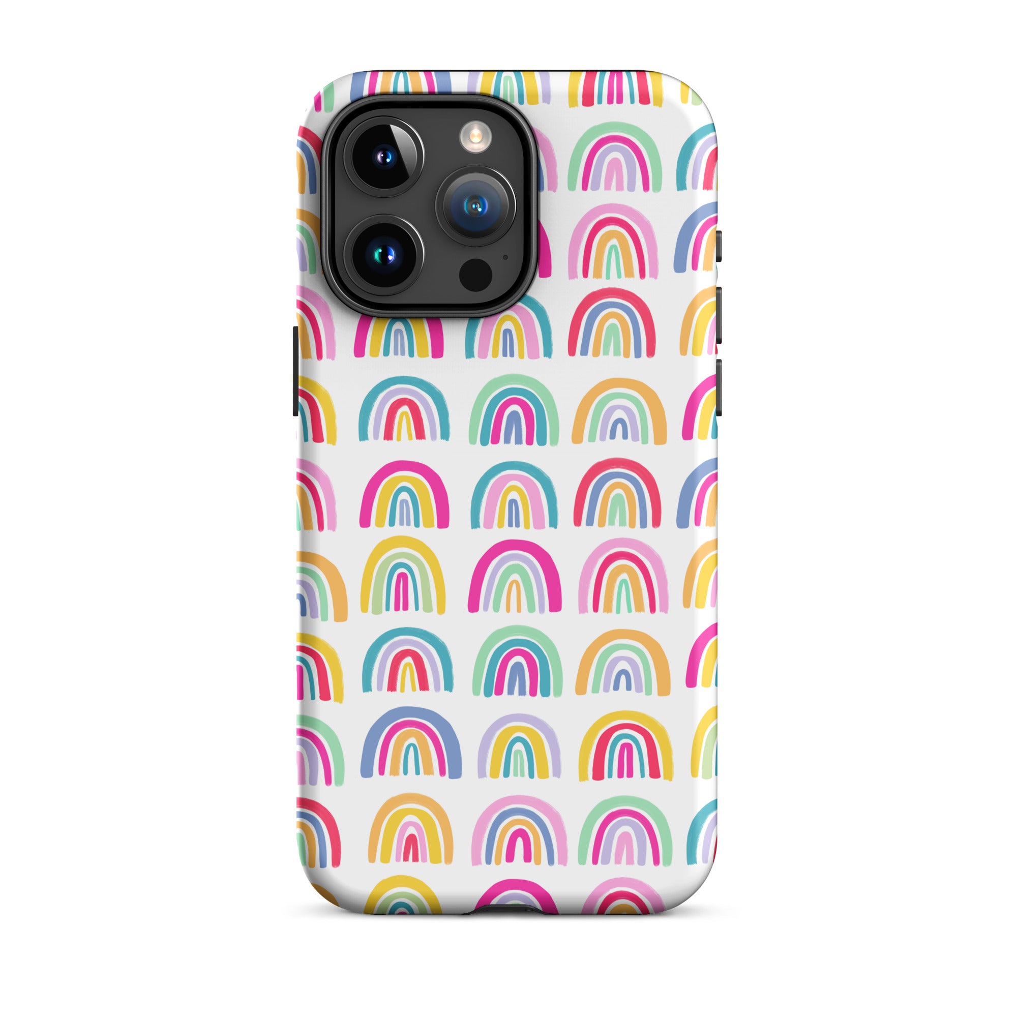 rainbow illustration pattern colorful bright iphone 15 case cover phone accessories tough durable lindsey kay collective