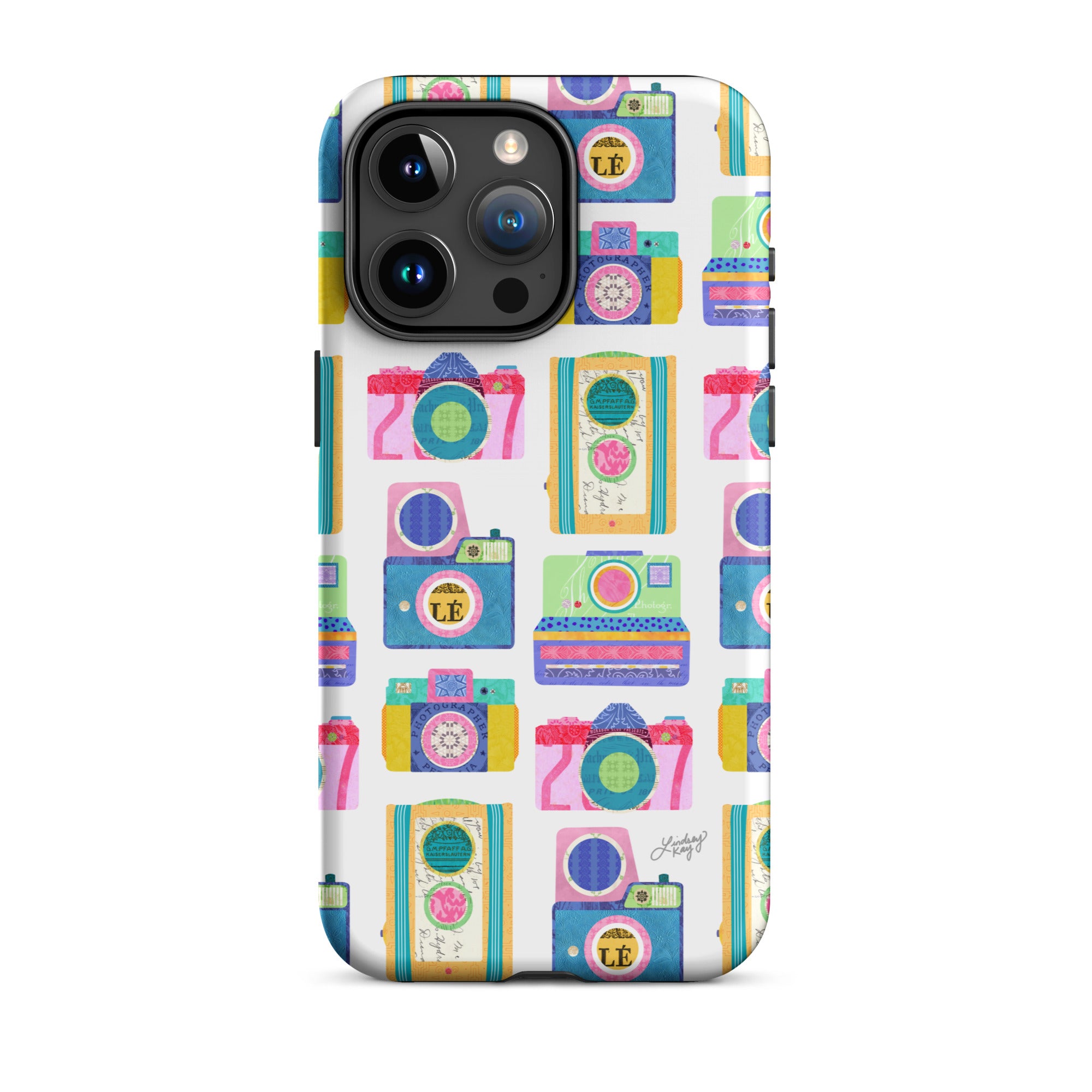 retro camera colorful pattern polaroid photographer iphone 15 case cover mobile accessories