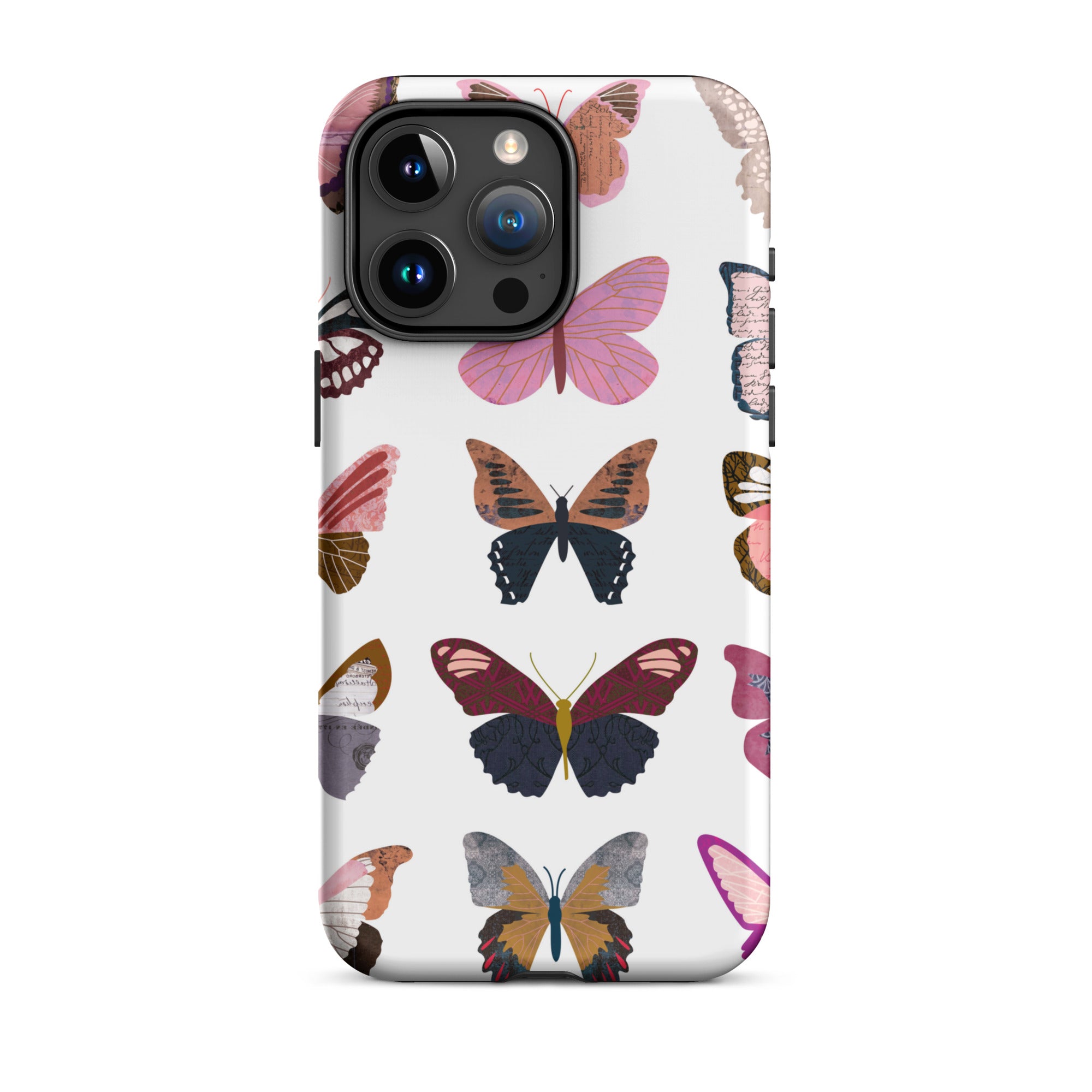 pink butterflies illustration pattern cute nature iphone 15 case cover protector mobile accessories lindsey kay collective