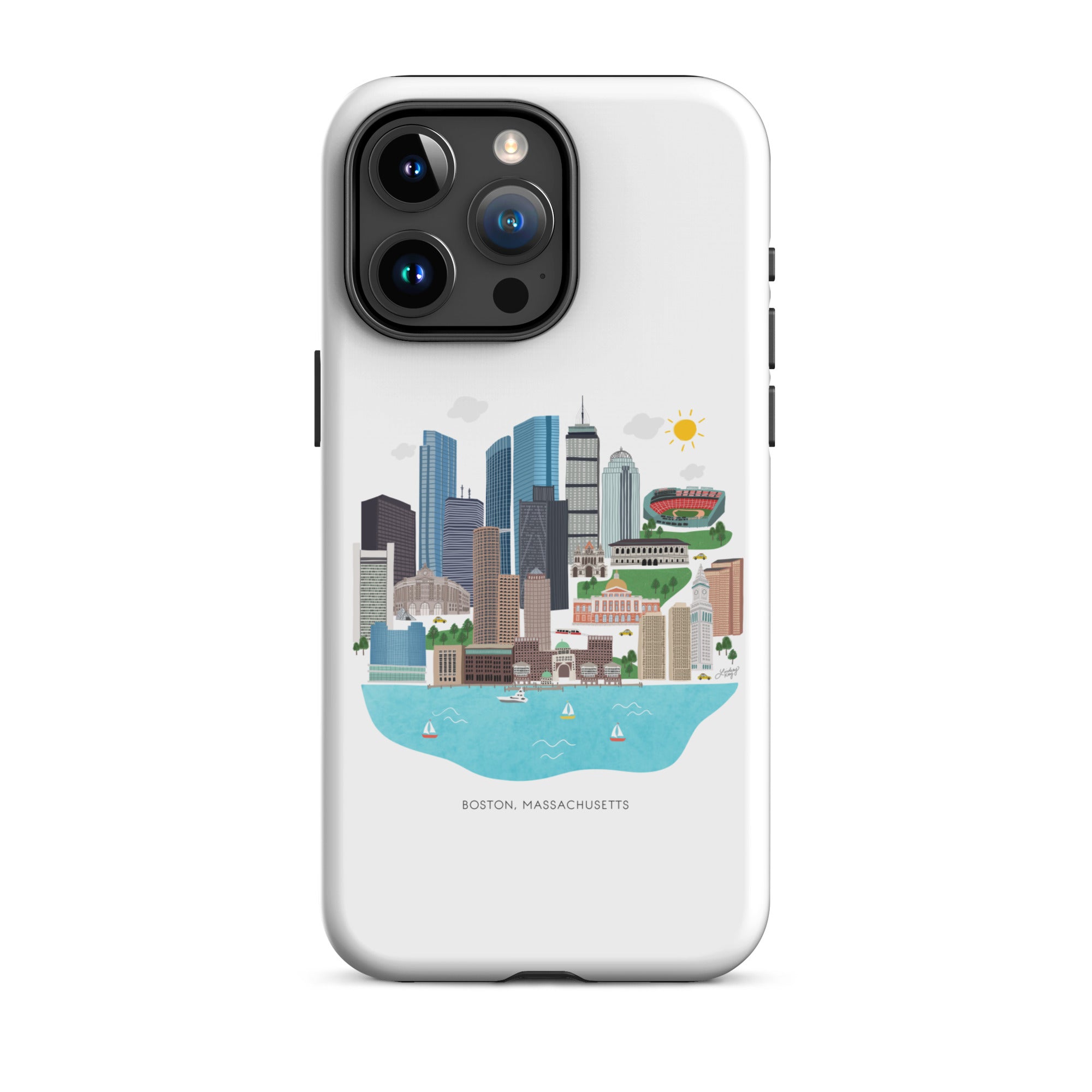 boston Massachusetts cityscape skyline illustration drawing downtown iphone 15 tough durable cover case lindsey kay collective mobile accessories