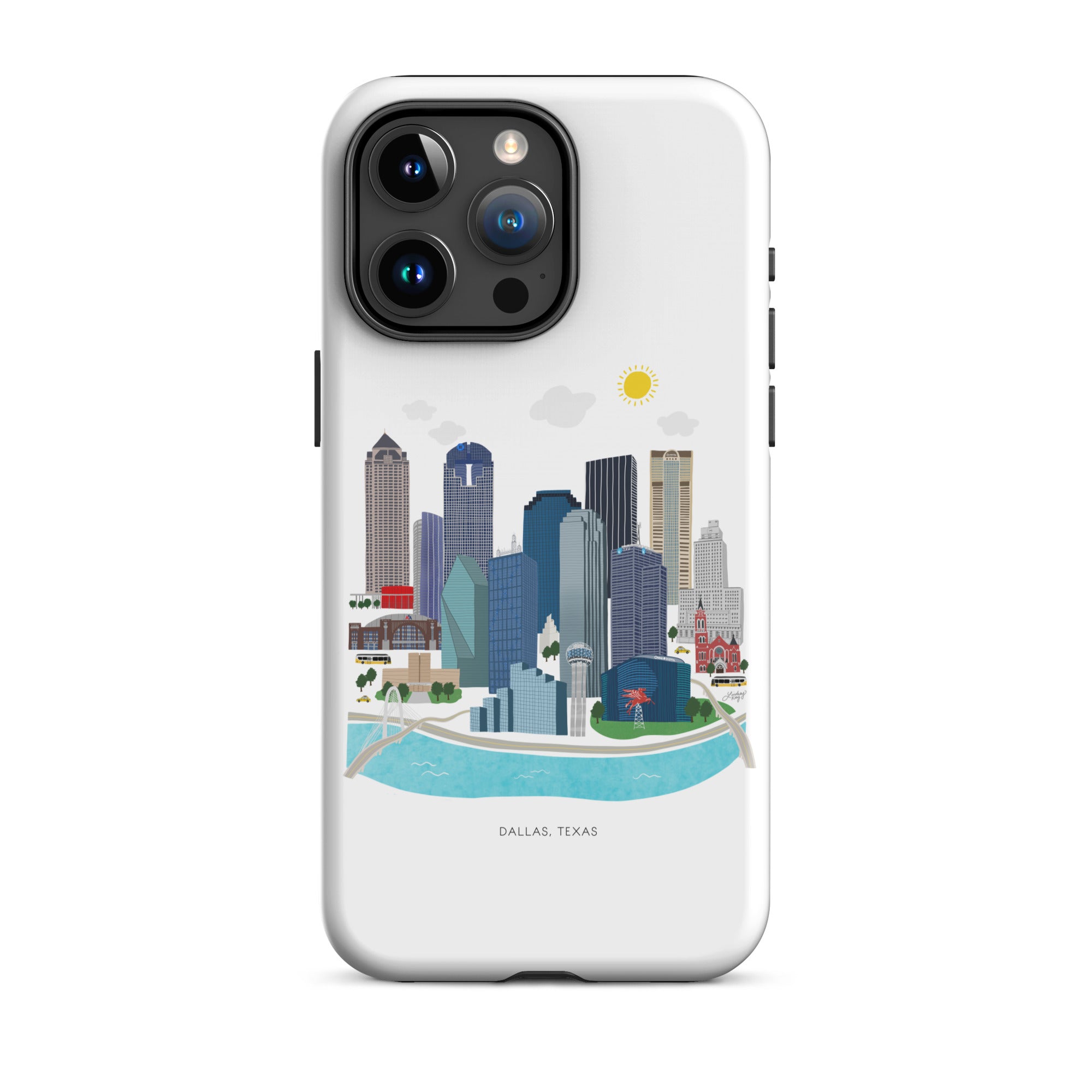 dallas texas skyline cityscape illustration iphone 15 case cover durable tough mobile accessories lindsey kay collective