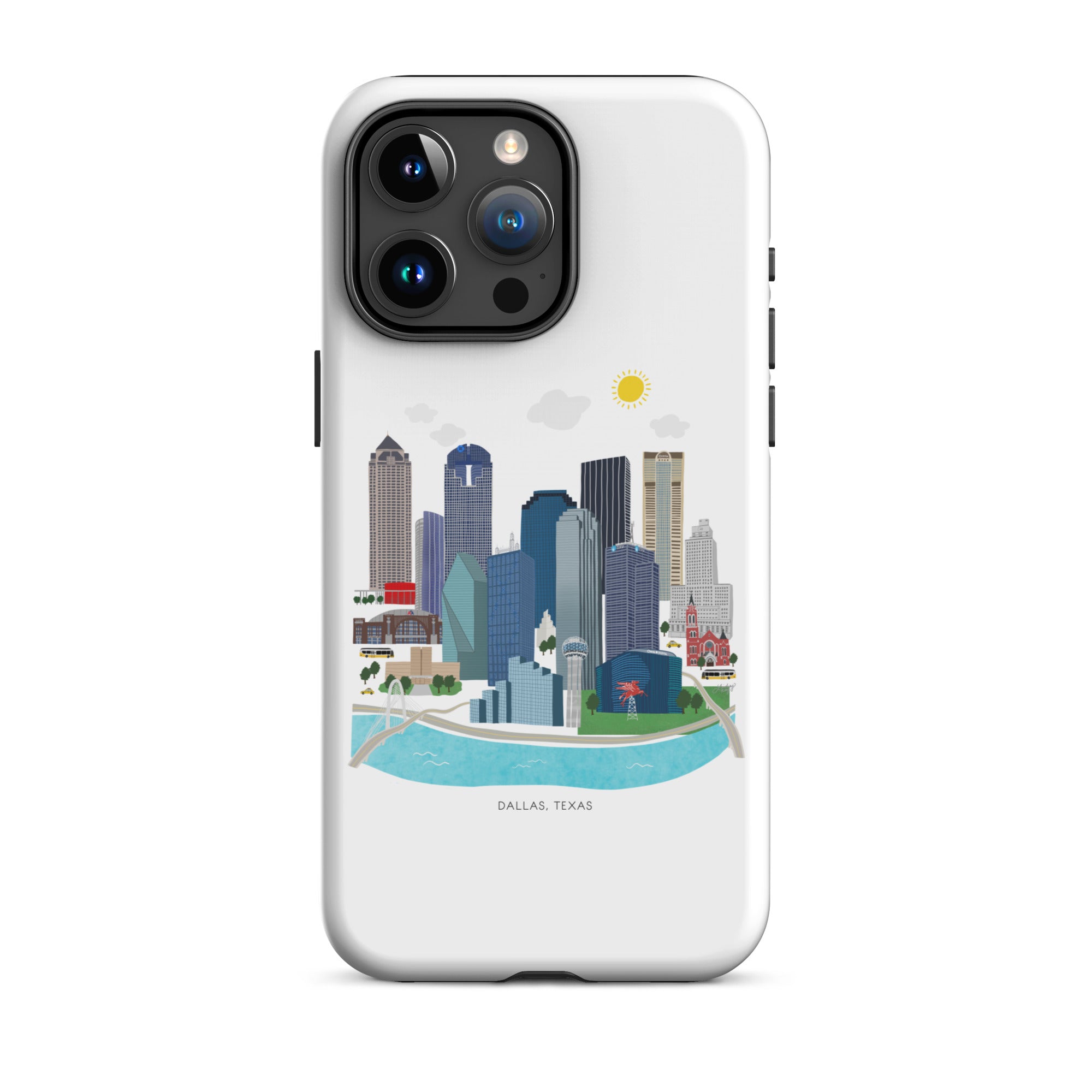 Ilustración del horizonte de Dallas, Texas - Funda resistente para iPhone®