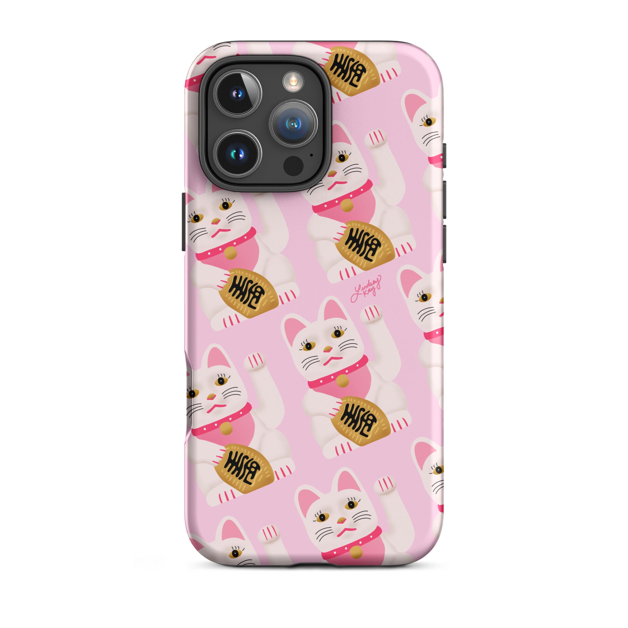 make money cat kitty Japanese Magsafe Case tough phone case durable mobile accessories pink two tone hand-drawn pattern lindsey kay collective trendy cute gift western colorful popular iphone 16 pro max