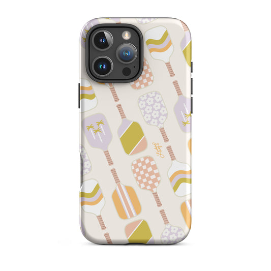 Pickleball Paddles pastel illustration pattern iphone shockproof iphone case protective durable retro mobile accessories pickle ball trendy lindsey kay collective iphone 16 pro max cute tennis 