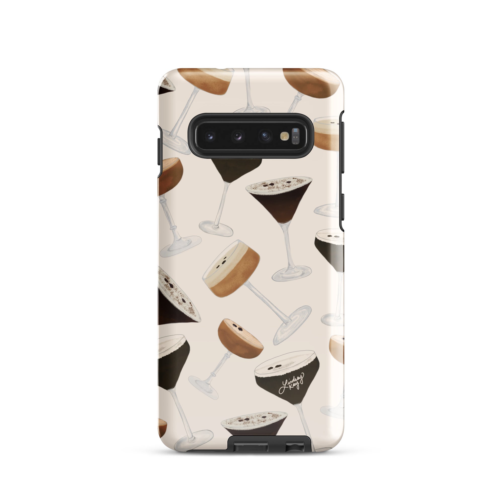 Fall espresso martini iPhone case – hand-illustrated autumn cocktail design, durable MagSafe cover by Lindsey Kay Collective
