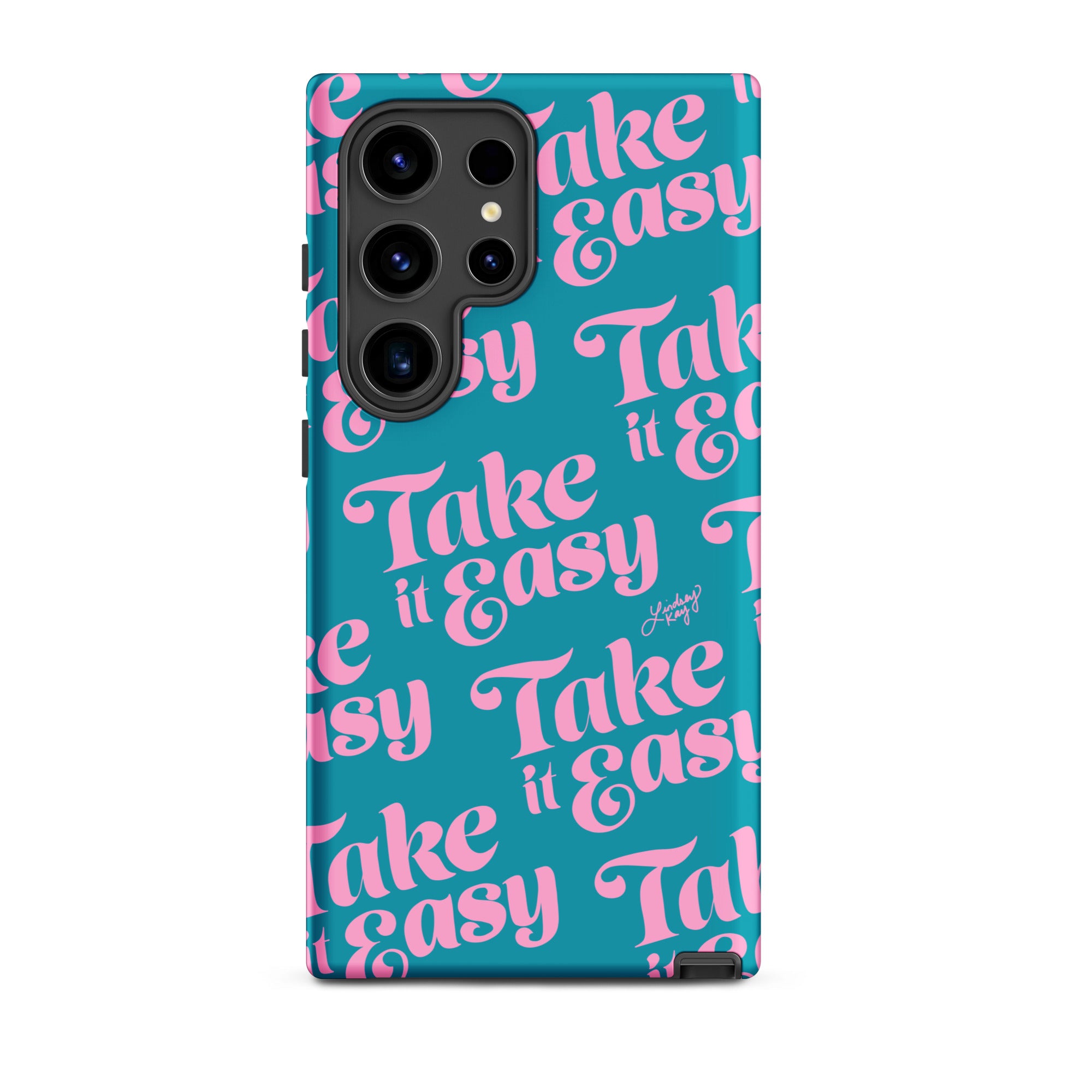 samsung take it easy blue and pink Pattern – Playful chill words with a Chic Twist