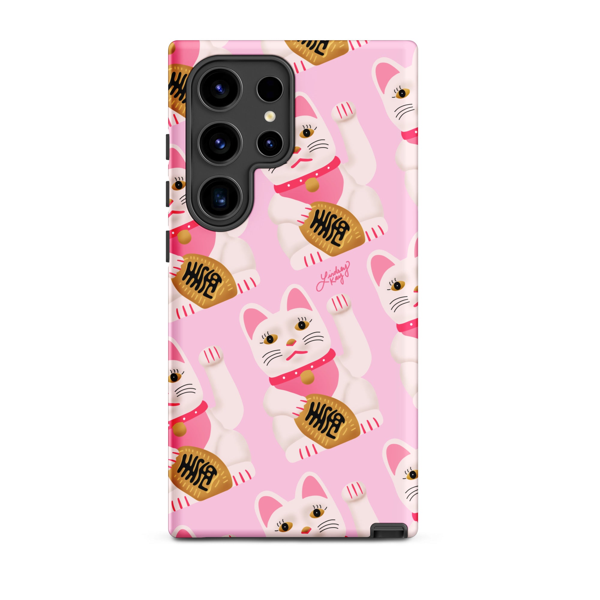 Pink Maneki Neko Lucky Cat Samsung Tough Phone Case
