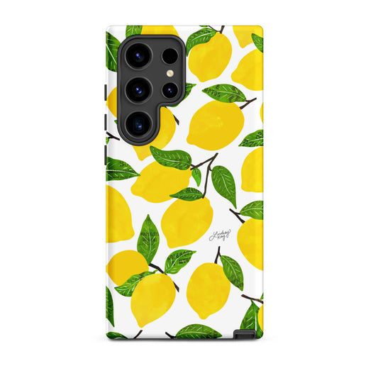 Samsung Tough Phone Case with Yellow Fruit Lemons Pattern – Trendy, Feminine, Fun, and Stylish Protection