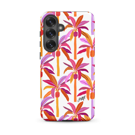 Samsung Tough Phone Case with Purple, Pink, and Orange Palm Tree Pattern – Vibrant Tropical Design for Bold Style
