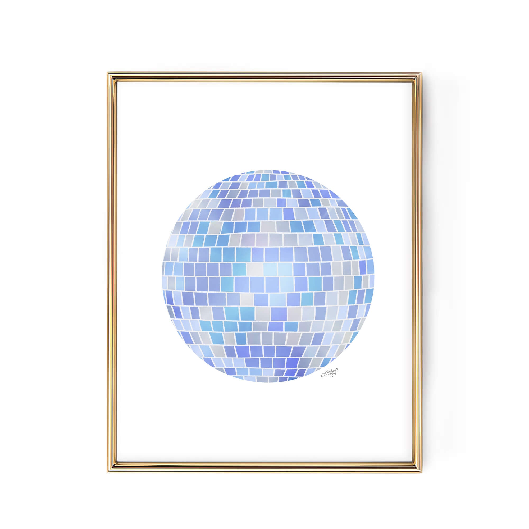 Disco Ball Illustration (Blue Palette) - Art Print