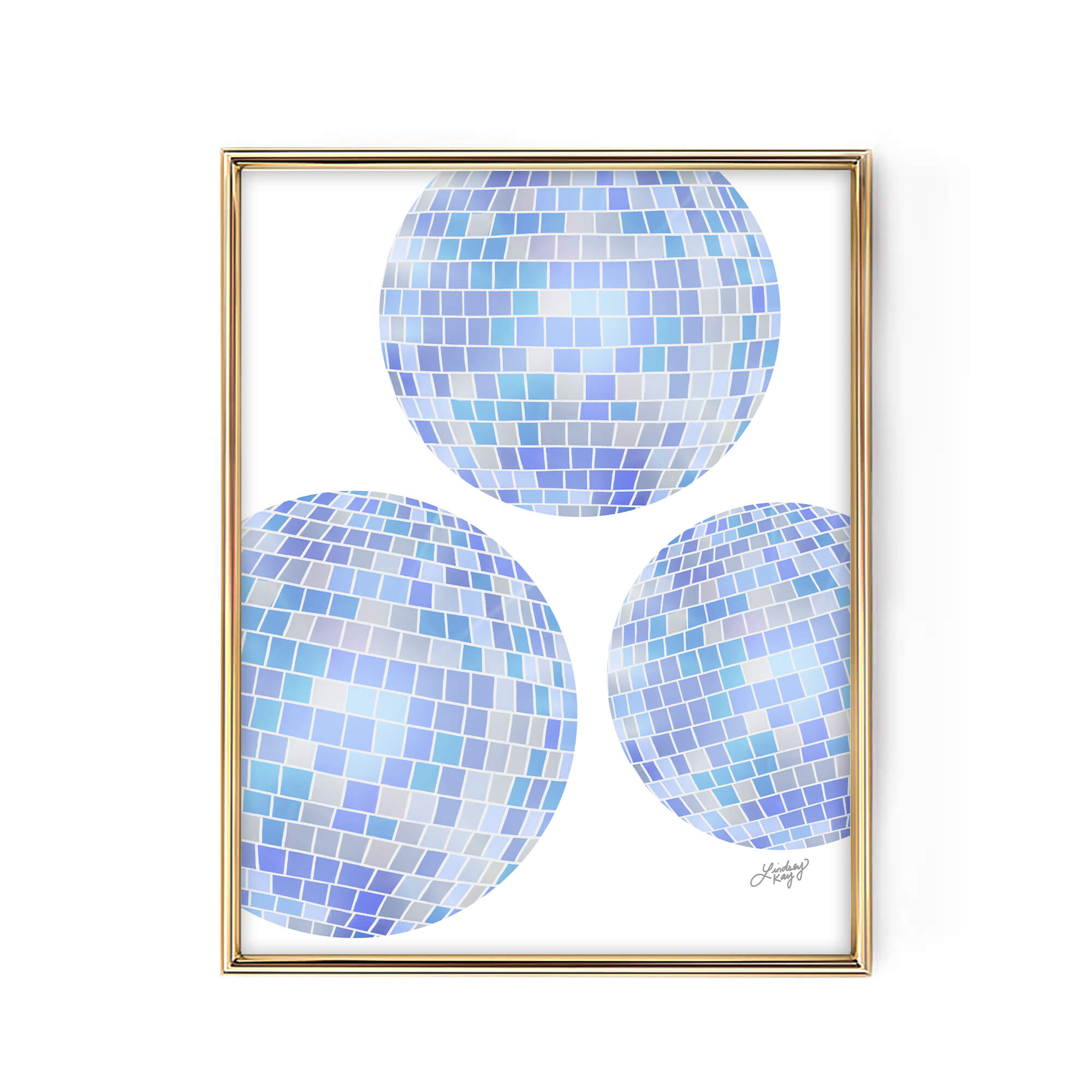 Ilustración de bolas de discoteca (paleta azul) - Impresión de arte