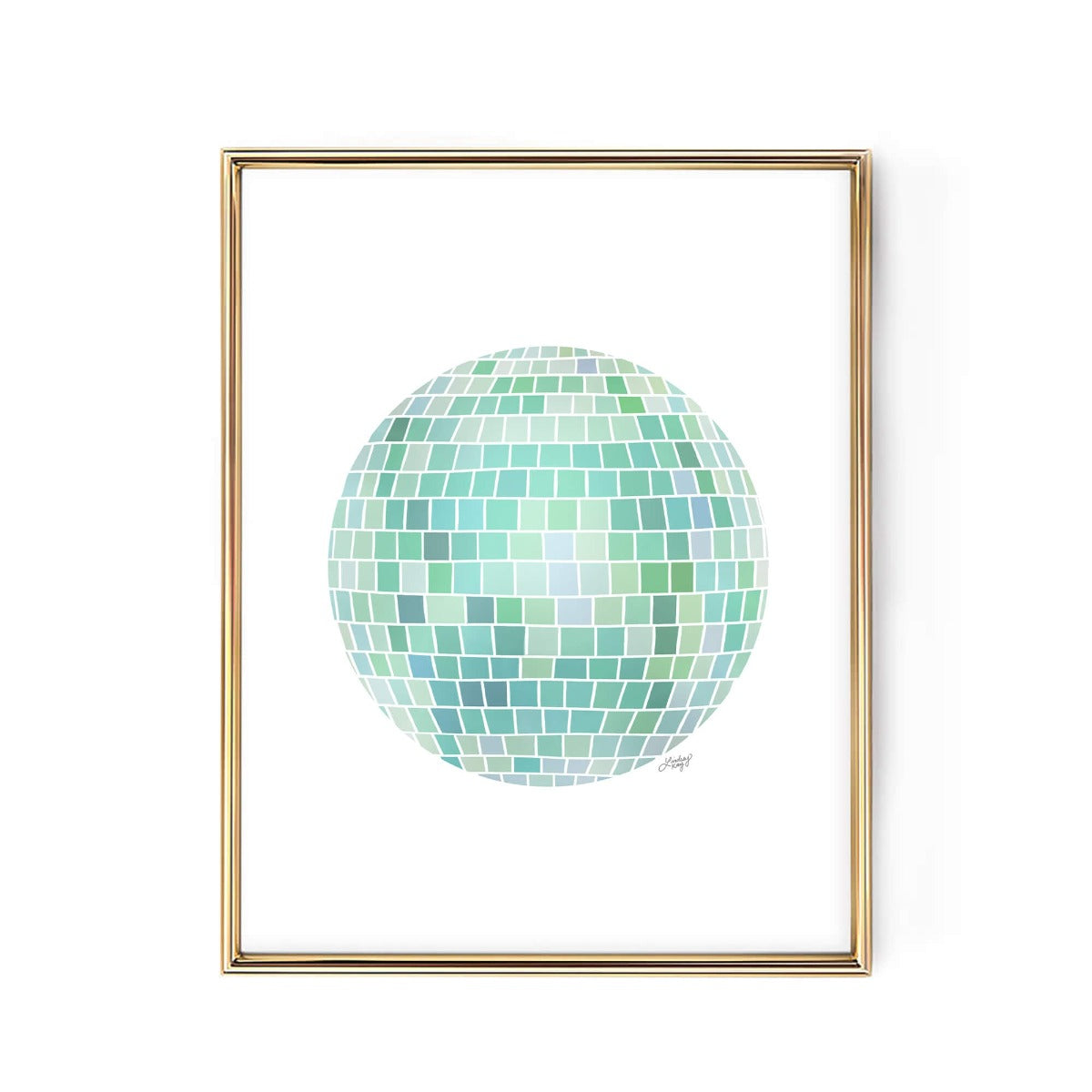 Disco Ball Illustration (Green) - Art Print