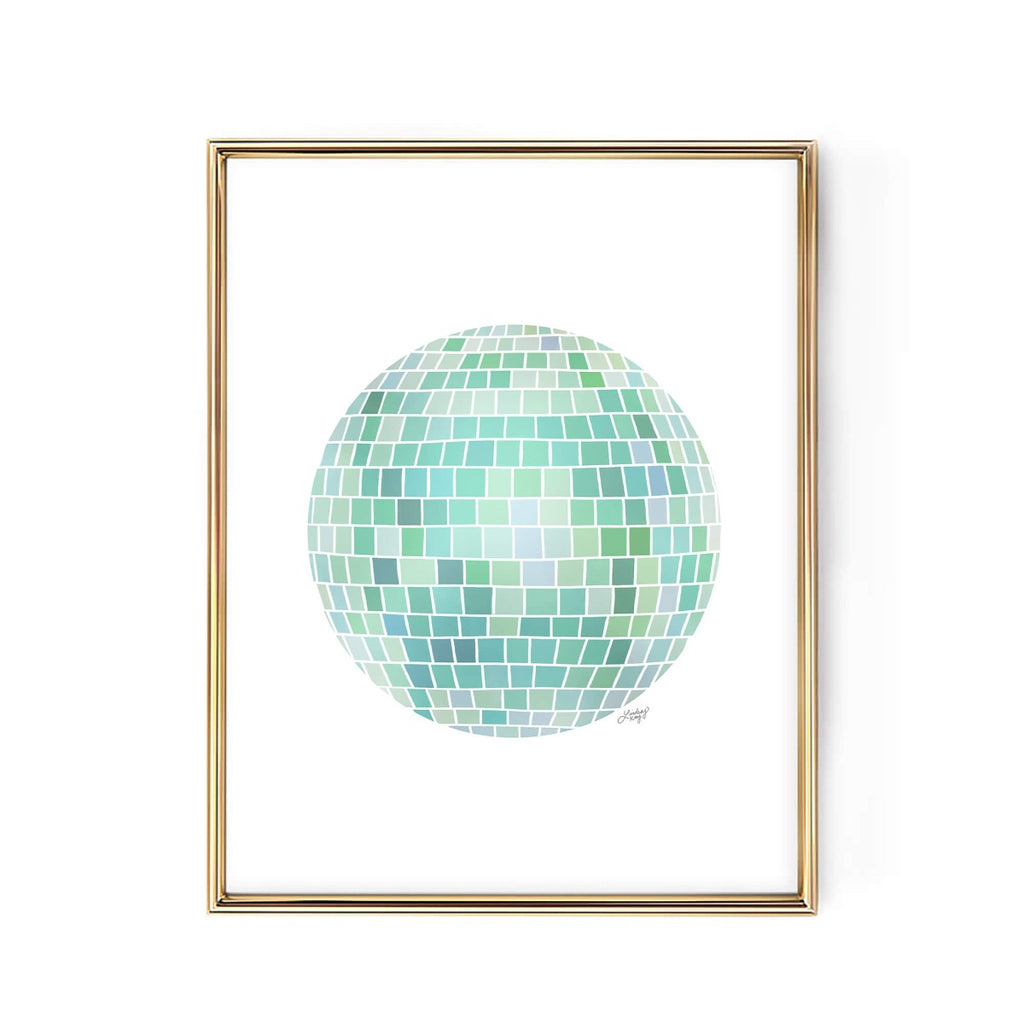Disco Ball Illustration (Green Palette) - Art Print