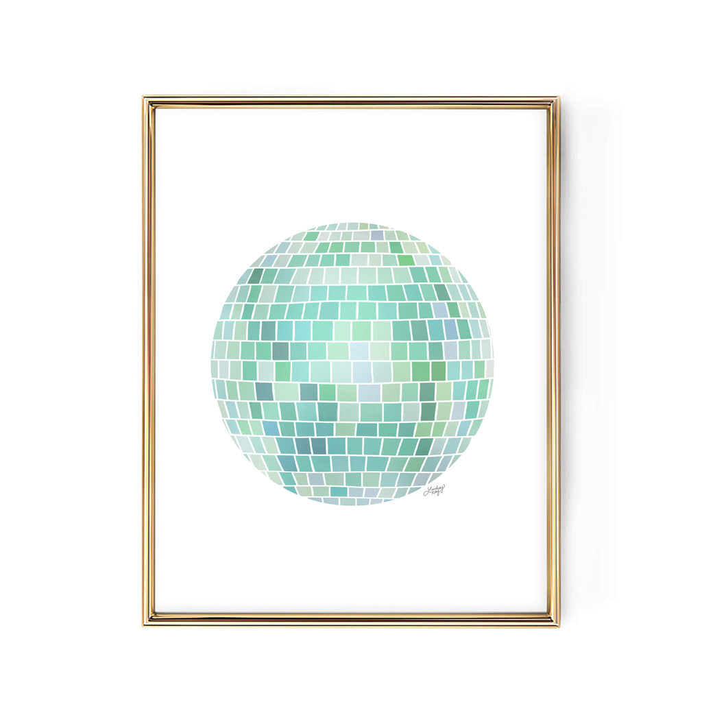 Disco Balls Illustration (Green Palette) - Art Print