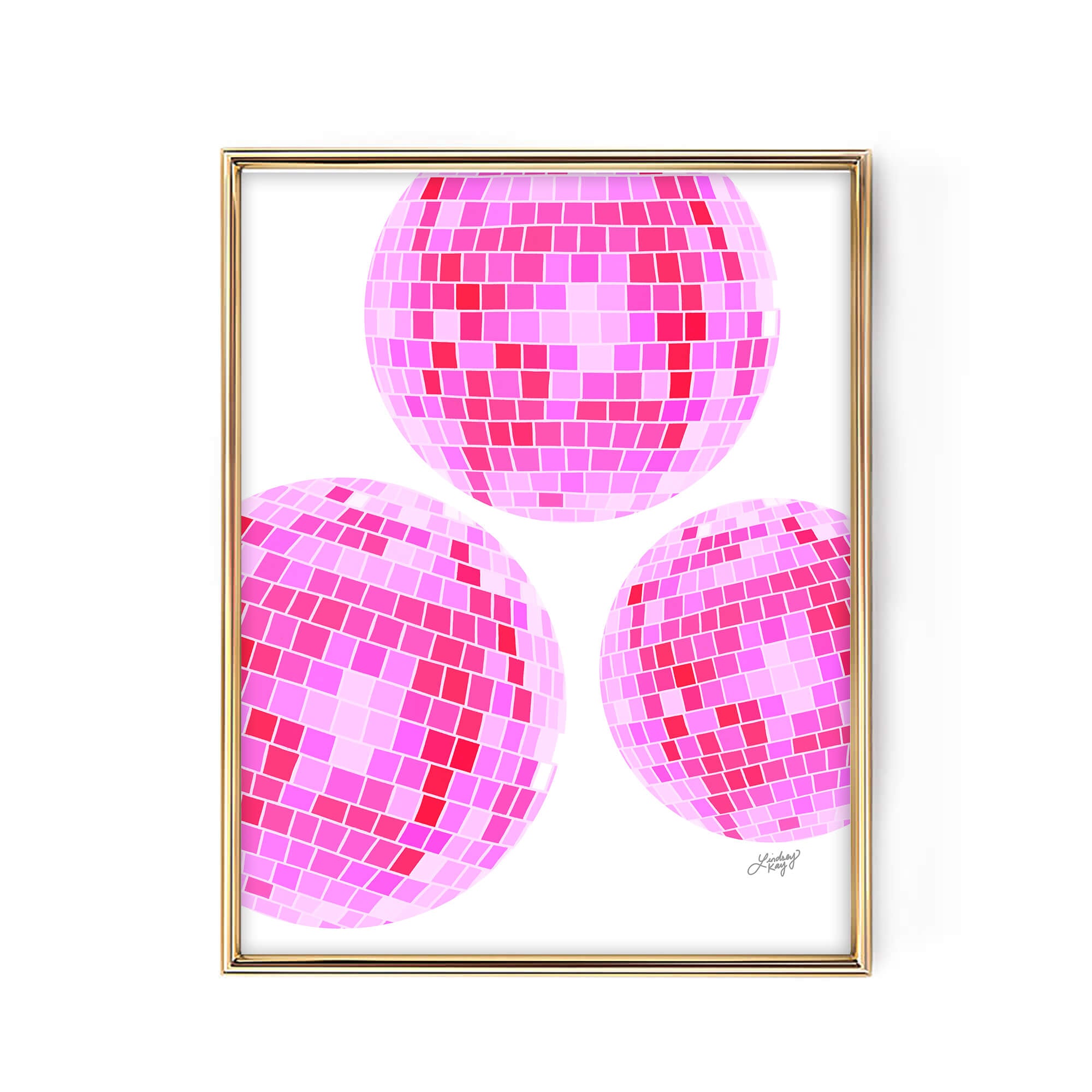 Ilustración de bolas de discoteca (paleta rosa) - Impresión de arte
