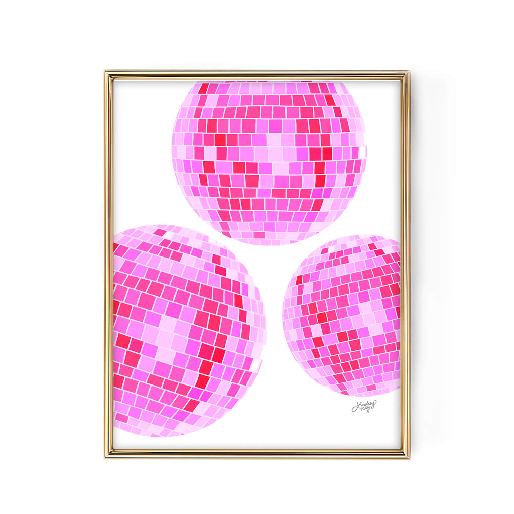 Disco Balls Illustration (Pink Palette) - Art Print