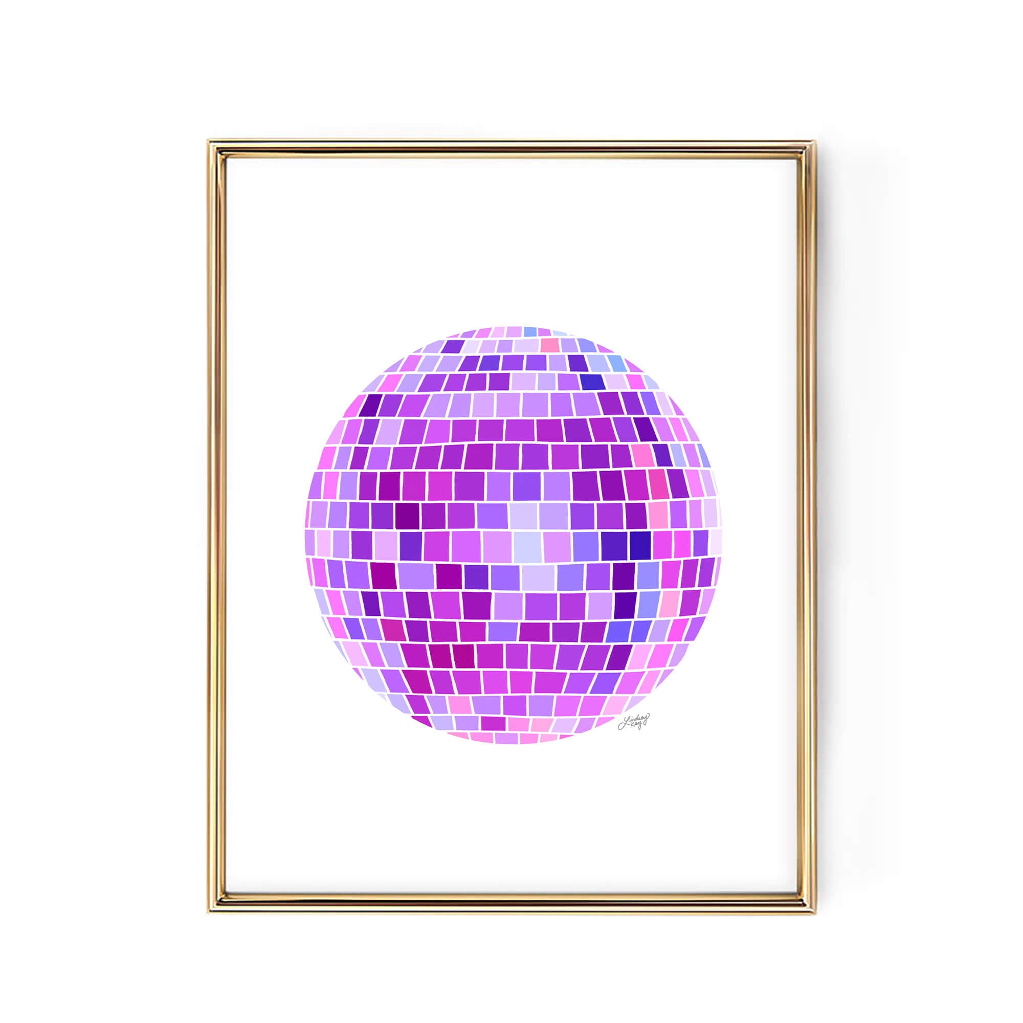 Illustration de boule disco (palette violette) - Impression d'art