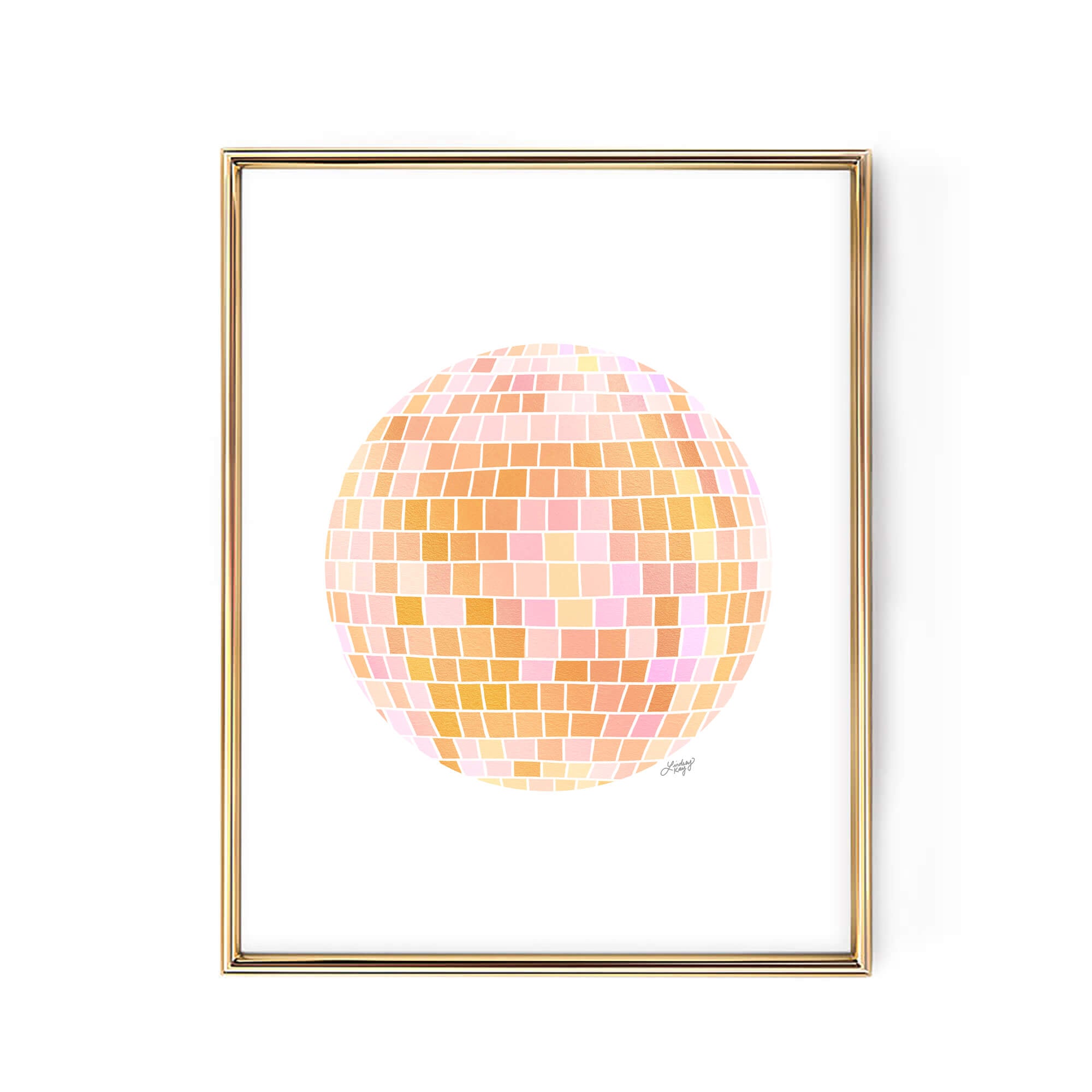 Disco Ball Illustration (Yellow Palette) - Art Print