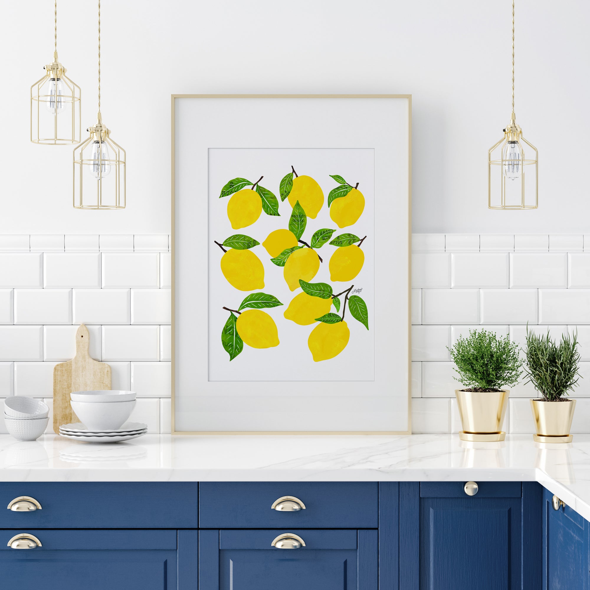 Collage d’illustration de citrons - Impression d’art