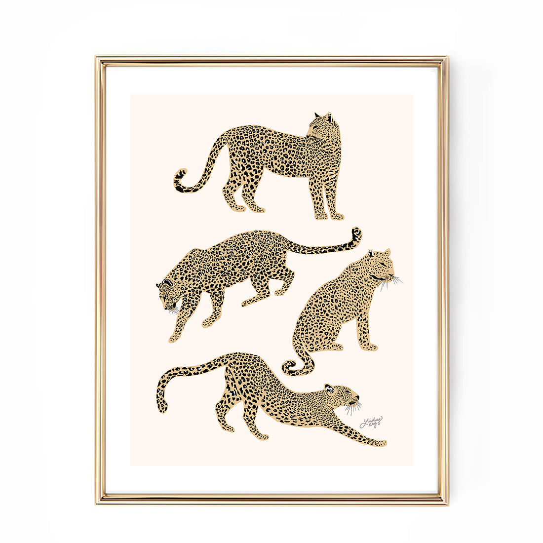 leopards hand drawn illustration art print wall art design