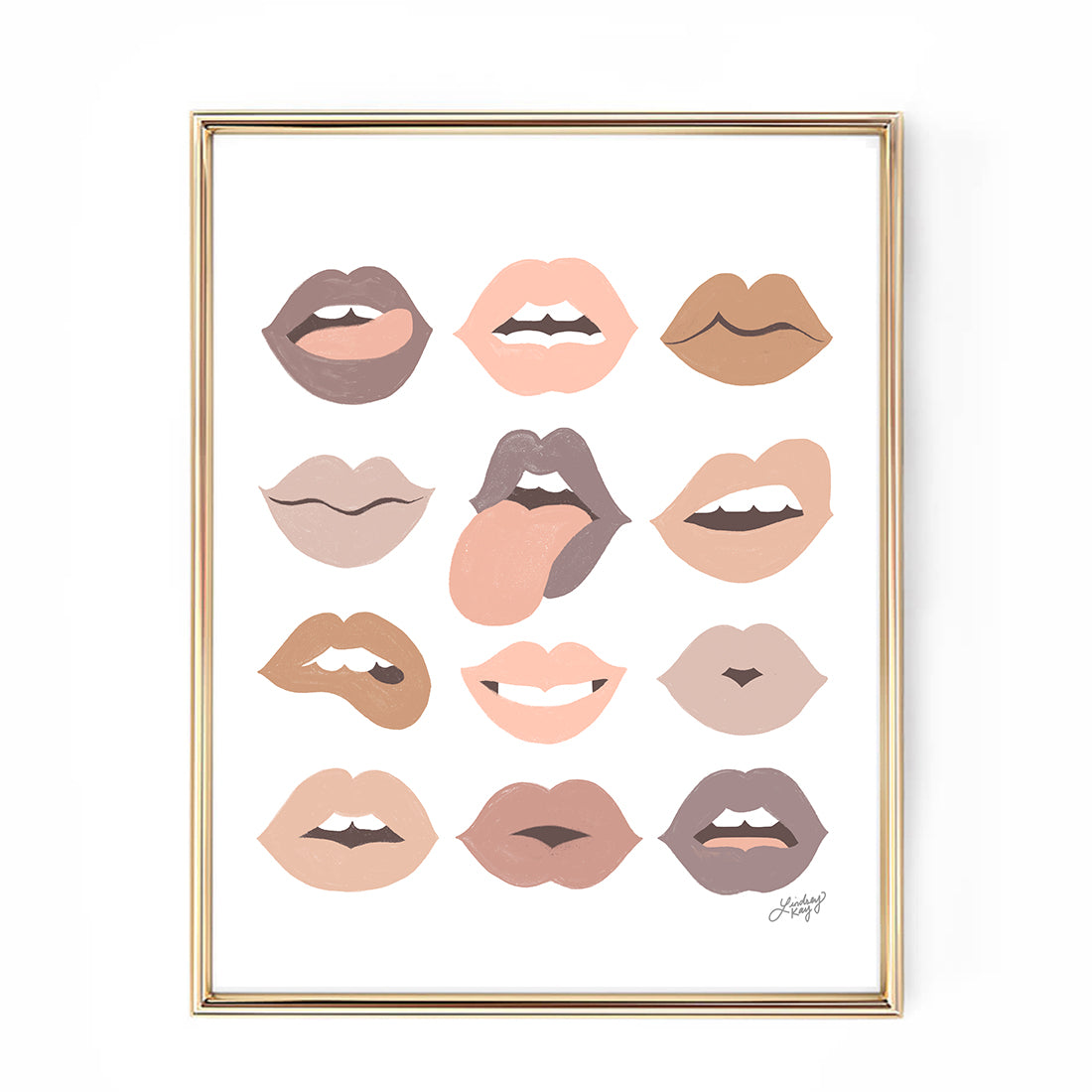 lips of love illustration design neutral color palette lindsey kay collective art print