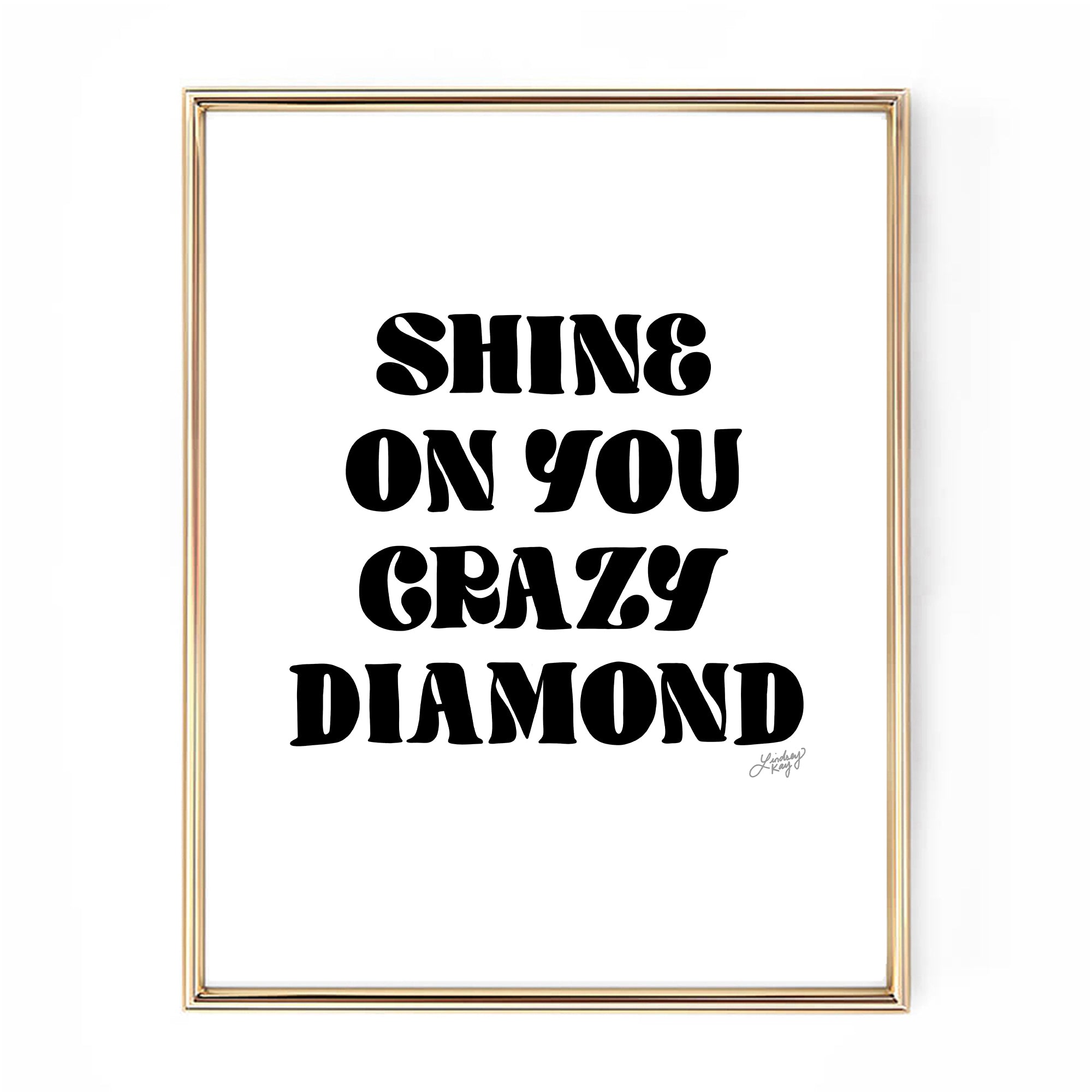 shine on you crazy diamond art print poster black and white 
