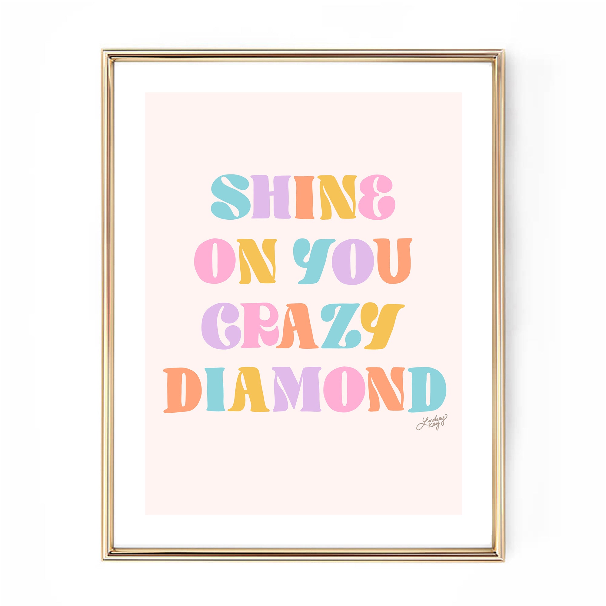 shine on you crazy diamond art print poster pastel color palette