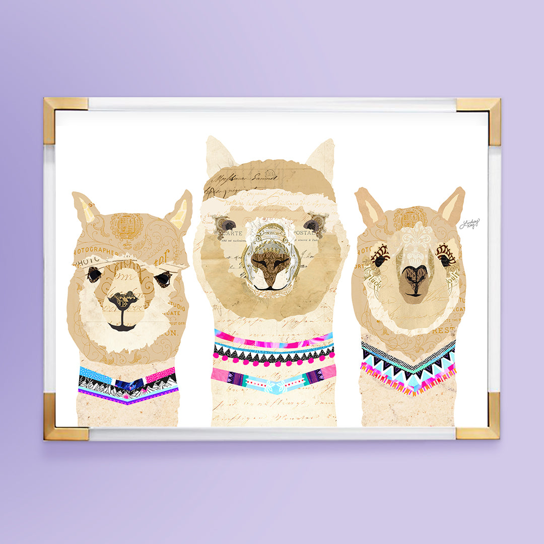 Three Alpacas Collage - Art Print - Lindsey Kay Collective