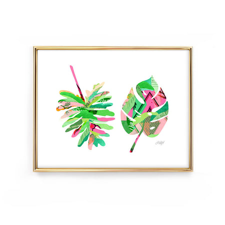 botanical colorful plant leaf collage illustration art print lindsey kay collective
