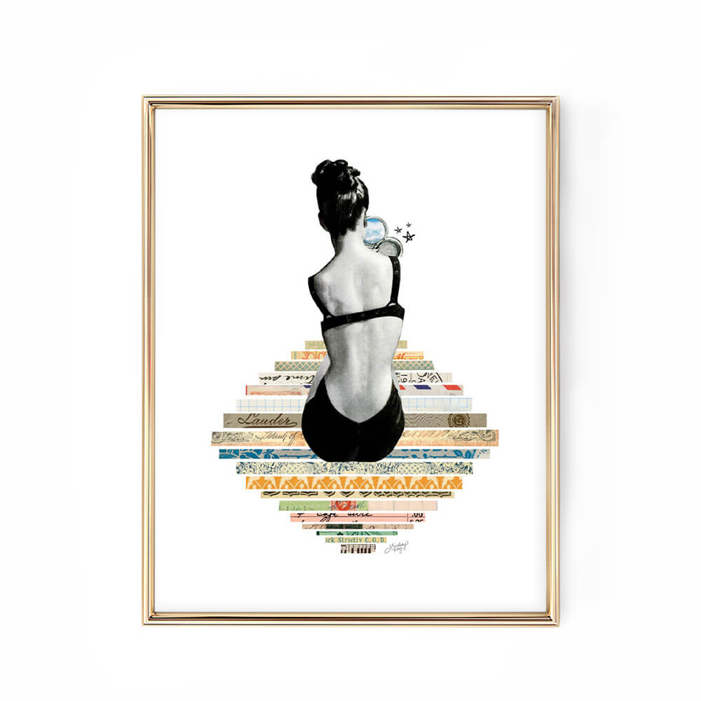 abstract woman collage illustration wall art print poster