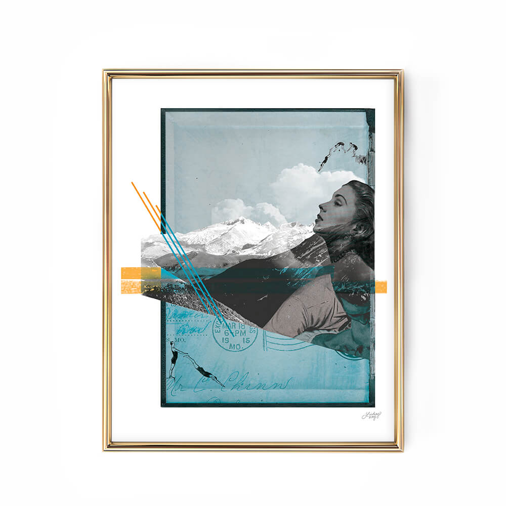 Mito de la montaña - Collage Lámina artística