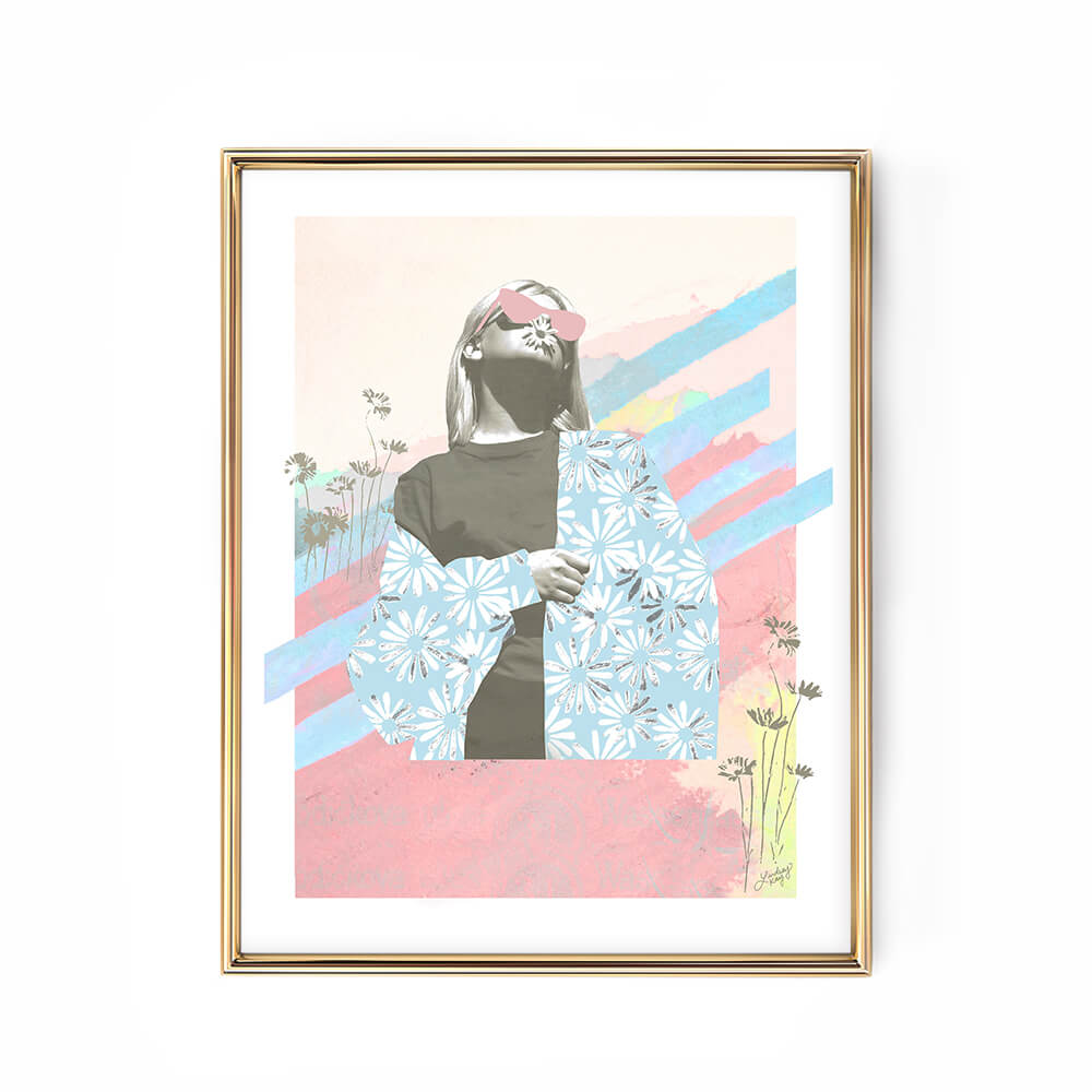 Retro Girl - Collage Art Print