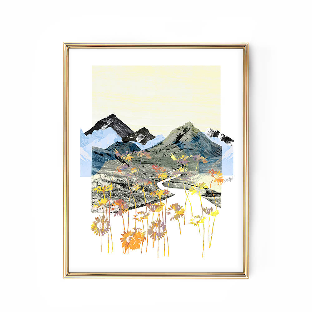 daisy mountain abstract landscape collage illustration art print poster lindsey kay collective