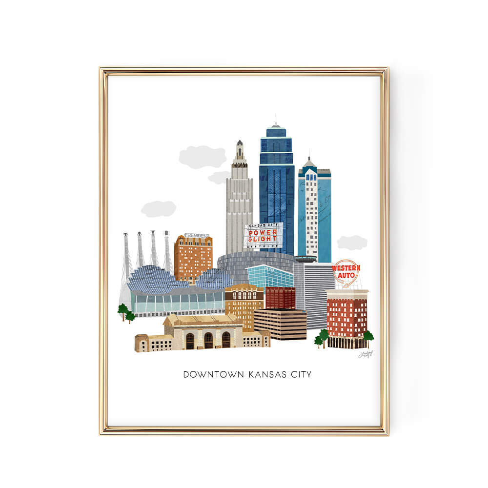 downtown kansas city illustration art print poster lindsey kay collective