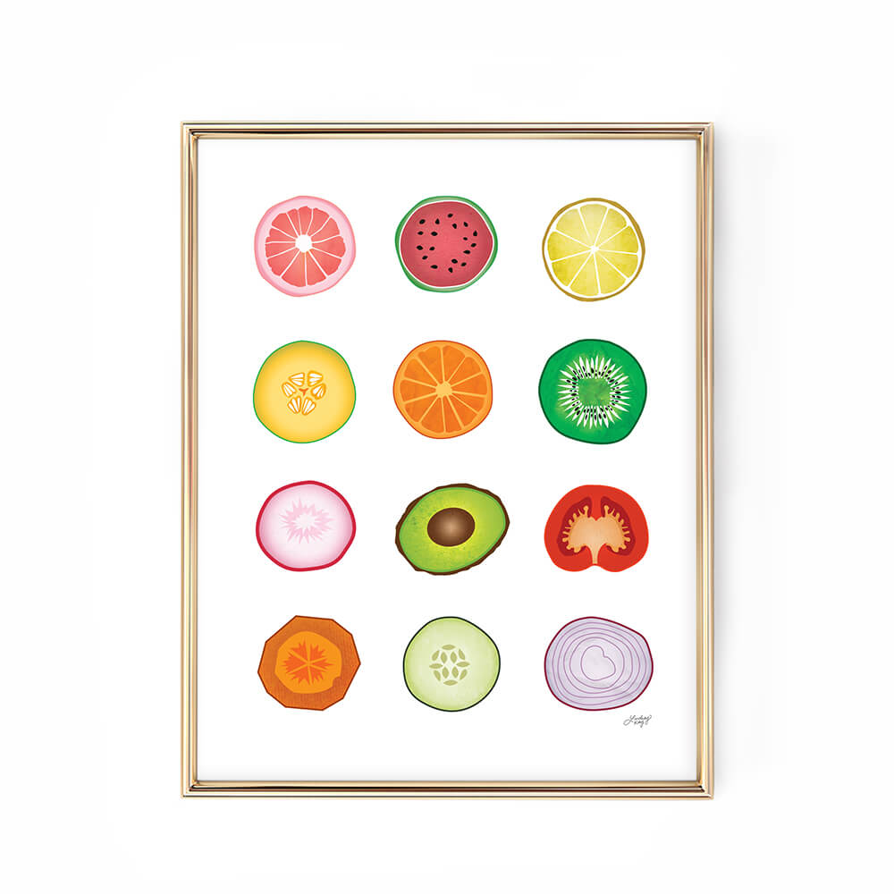fruits vegetables illustration art print poster design