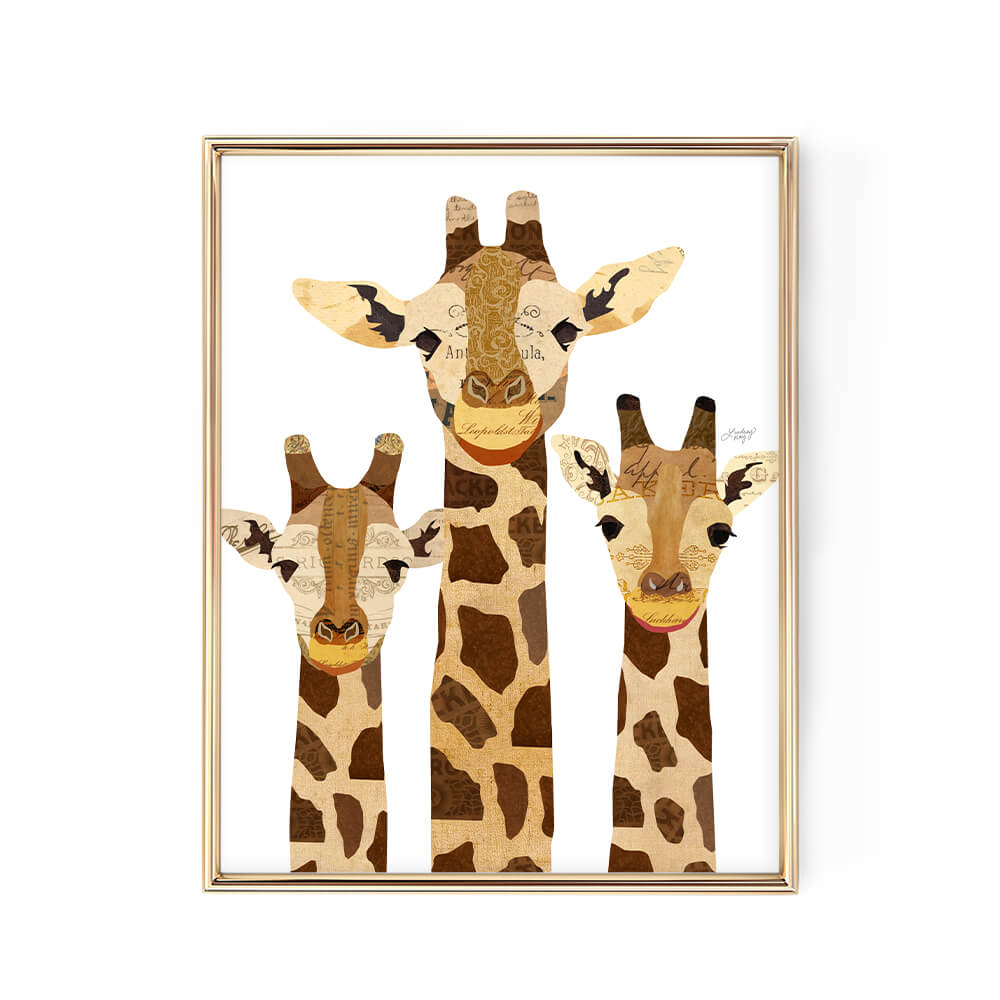 giraffe collage illustration art print design