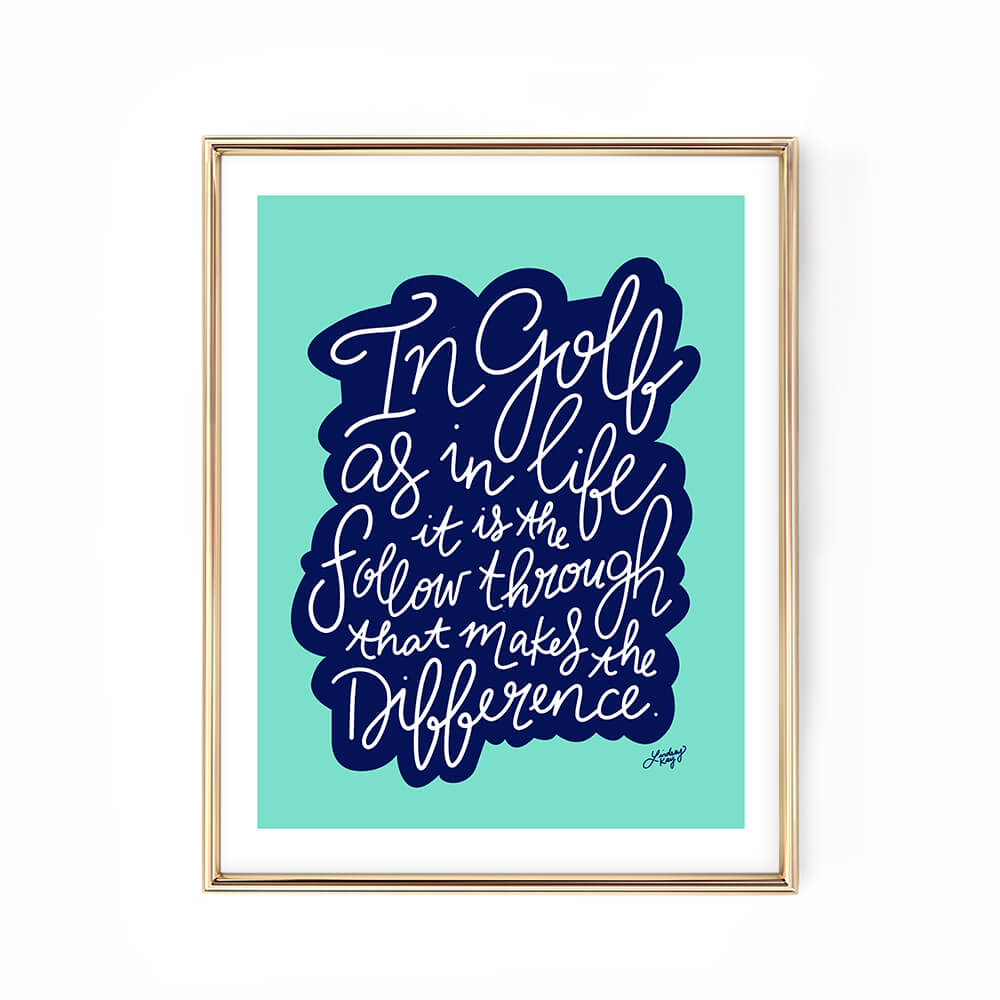 Dans le golf comme dans la vie Citation - Lettrage à la main Impression artistique