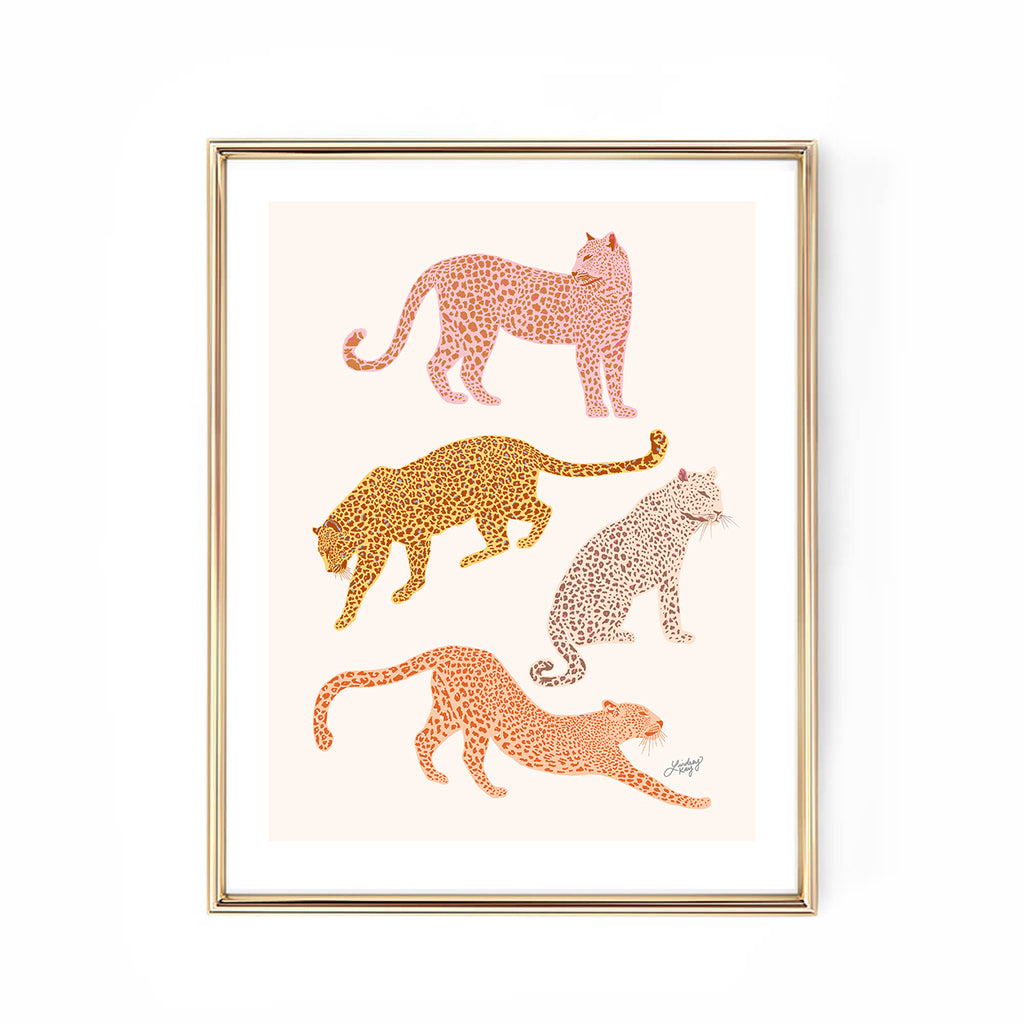 Leopards Illustration (Warm Palette) - Art Print