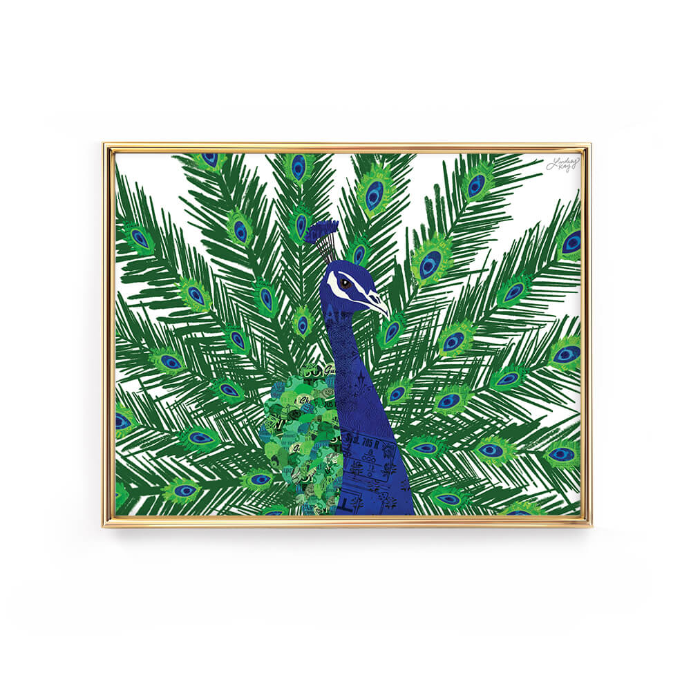 peacock collage illustration design art print