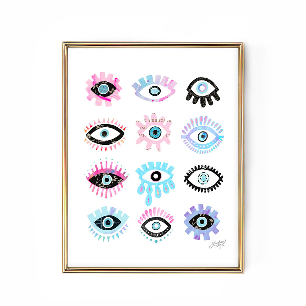evil eyes illustration art print lindsey kay collective