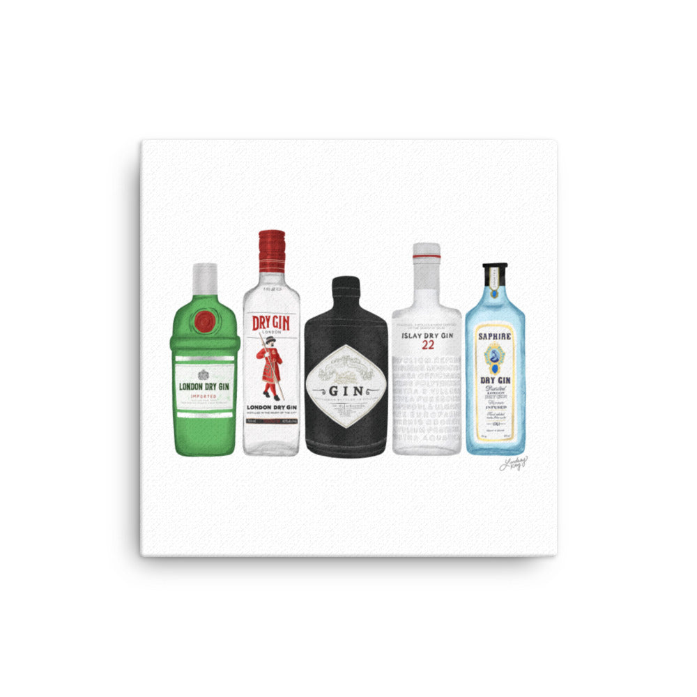 Gin Bottles Illustration - Canvas