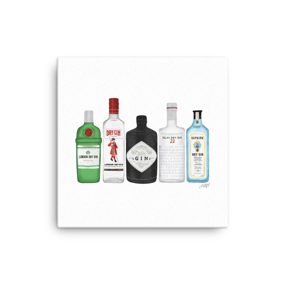 Gin Bottles Illustration - Canvas