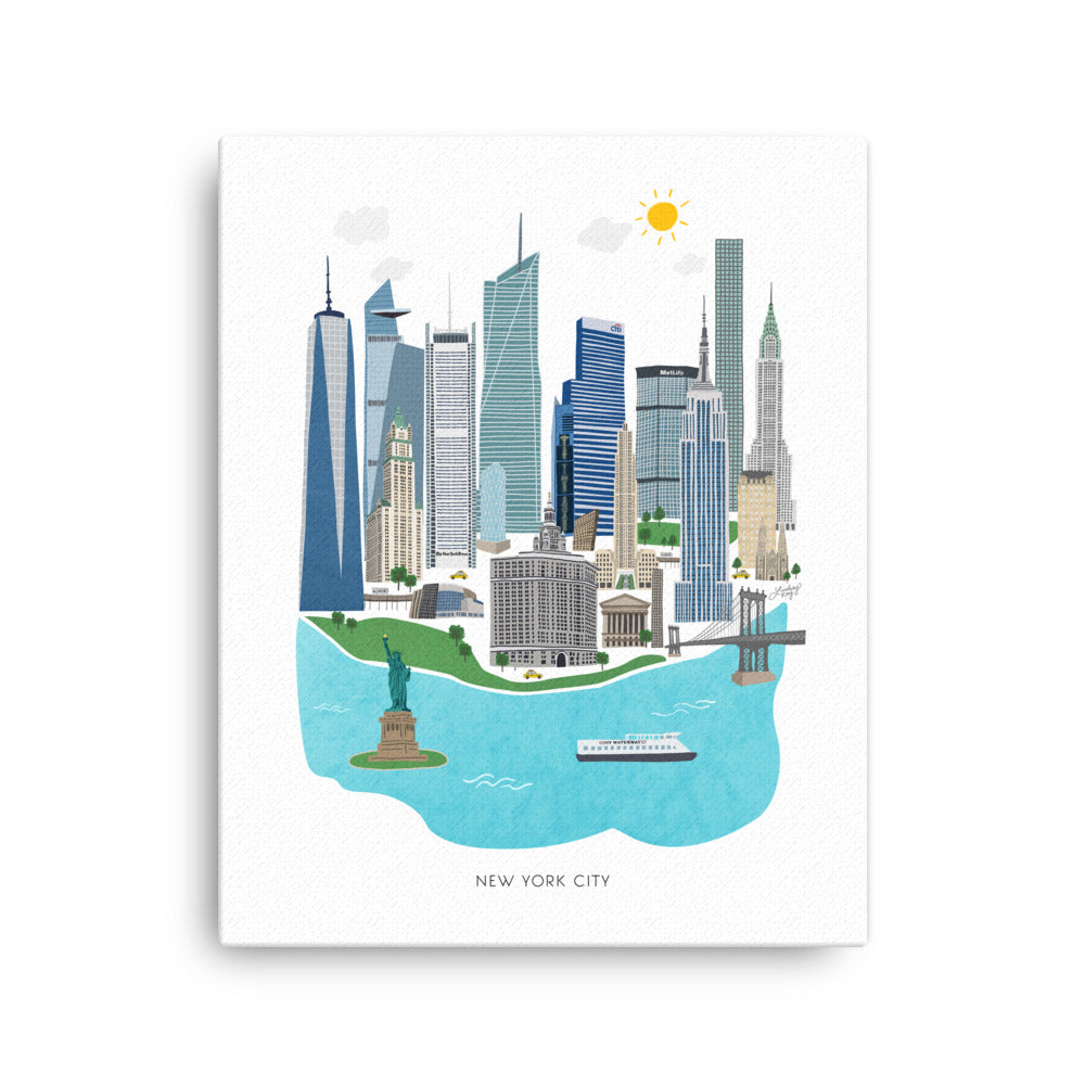 new york city illustration painting on canvas wall art lindsey kay collective