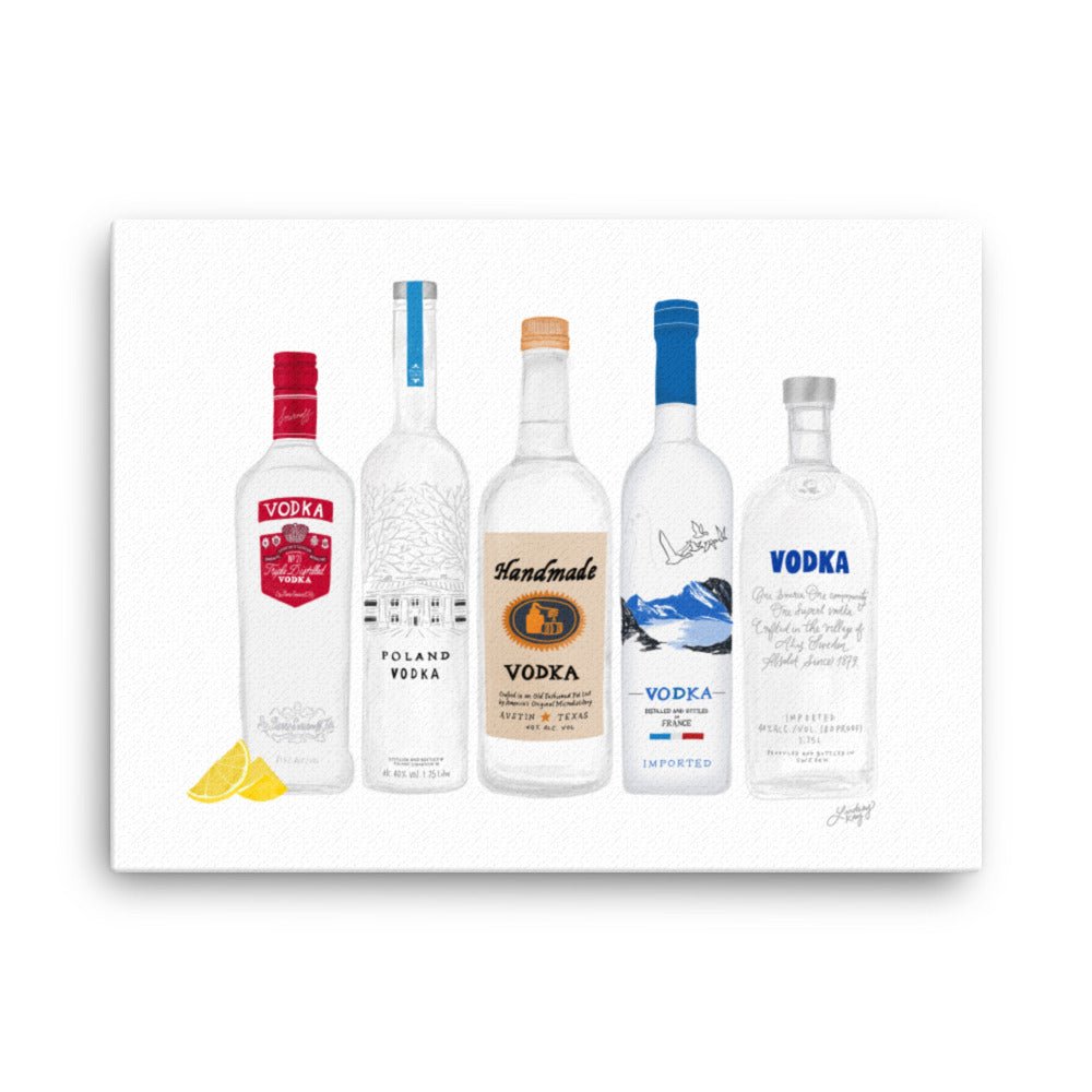 Vodka Bottles Illustration - Canvas