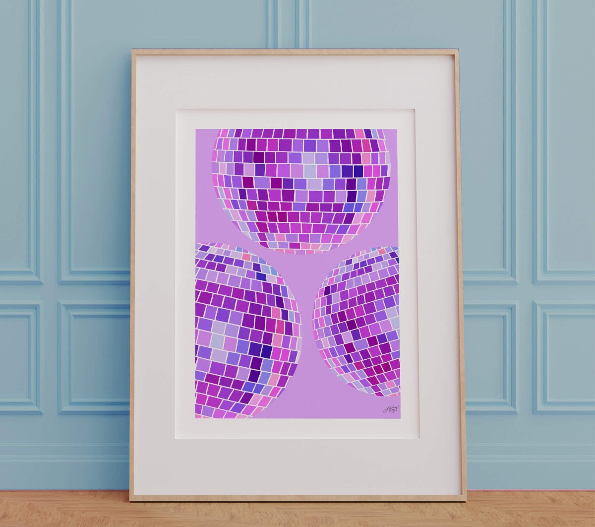 Ilustración de bolas de discoteca (paleta púrpura) - Impresión de arte