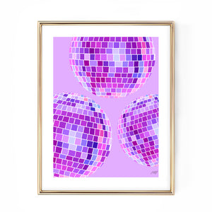 Disco Balls Illustration (Pink Palette) - Art Print