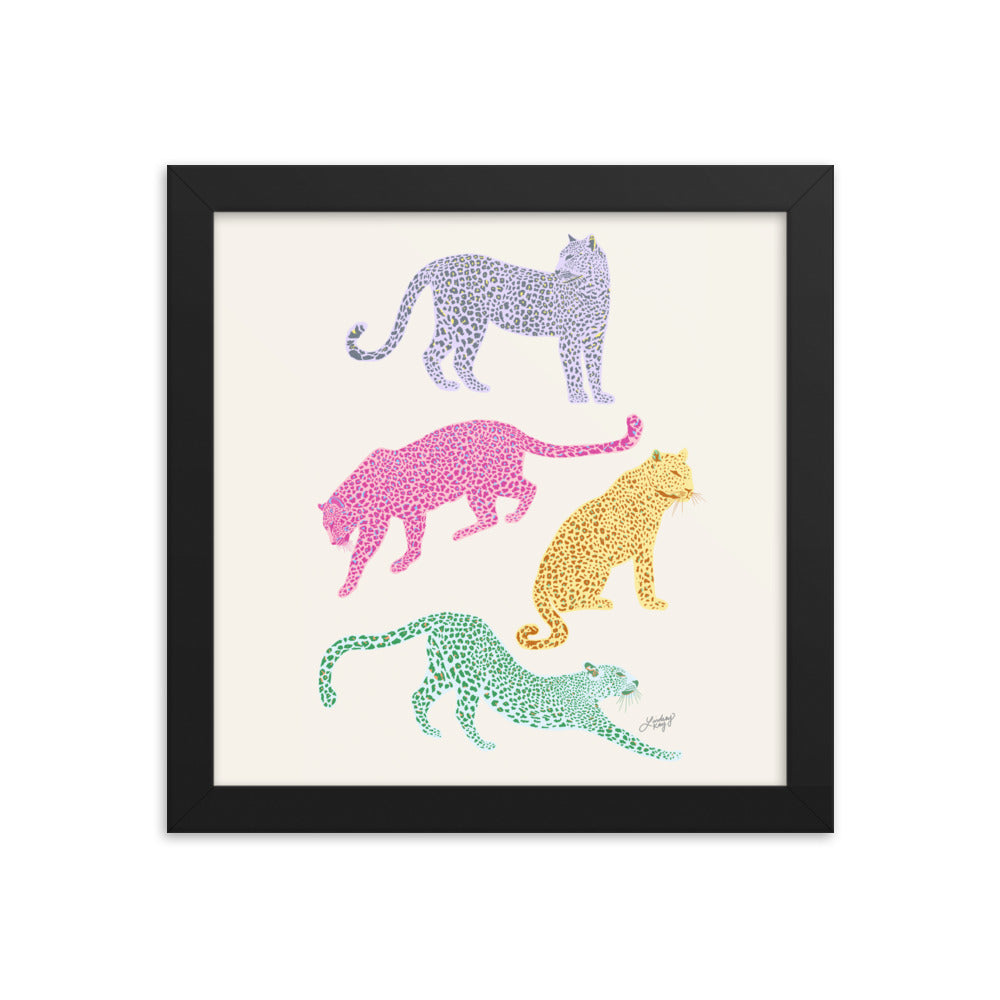 Colorful Leopards - Framed Matte Print