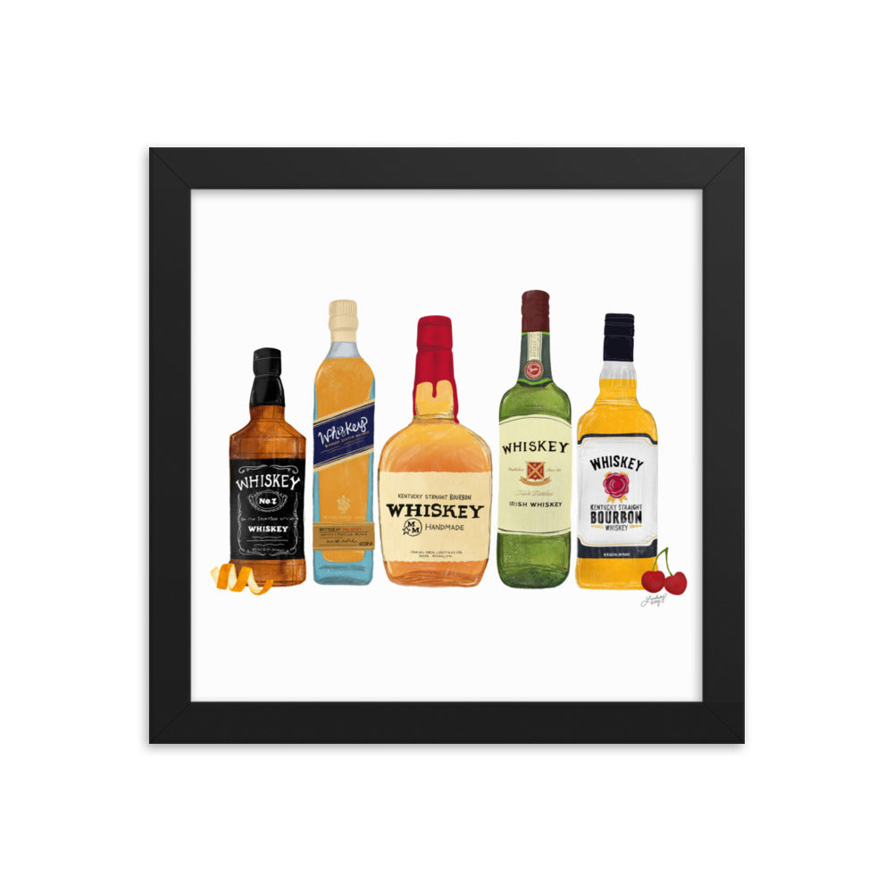 Whiskey Bottlees - Framed Matte Print - Lindsey Kay Collective