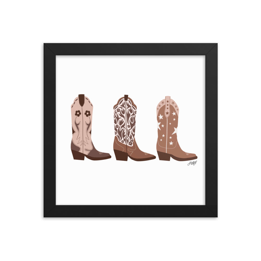 Illustration de bottes de cowboy (palette brune) - Impression mate encadrée